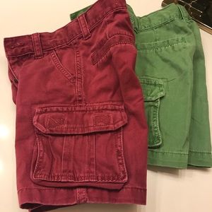 2 pair Toddler Boy Green & Burgundy Shorts